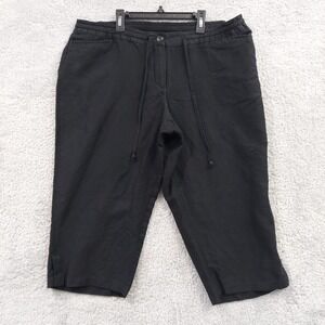 Lane Bryant Linen Blend Capri Pants Women's Size 16 Cropped Casual Black